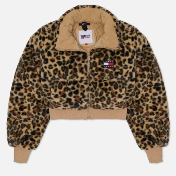 Tommy Hilfiger Leopard Cropped Teddy Jacket - Picture 6 of 6